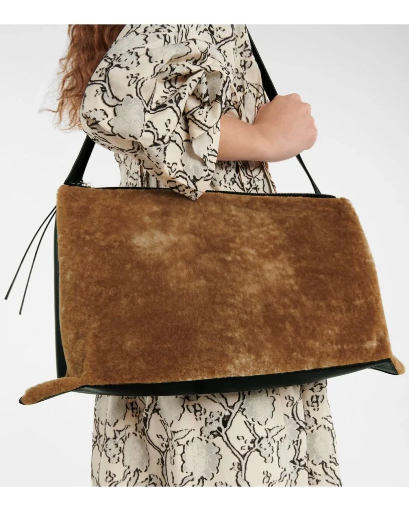 JIL SANDER: Empress shearling shoulder bag